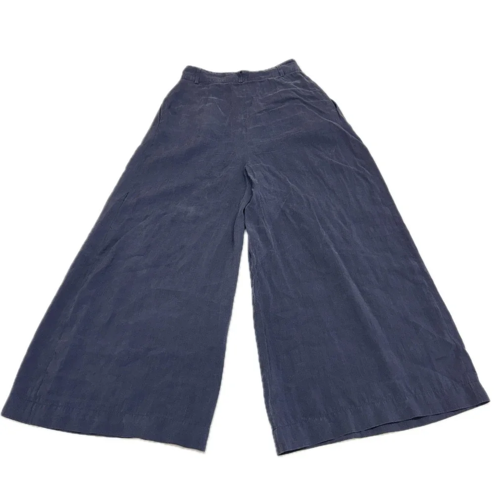 Zara Pants Womens XS Blue Wide Leg Culottes Flowy Minimalist
